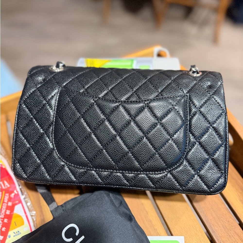 Black Quilted Caviar Medium Classic Double Flap Bag Silver Hardware, 2022 - Picture 6 of 16